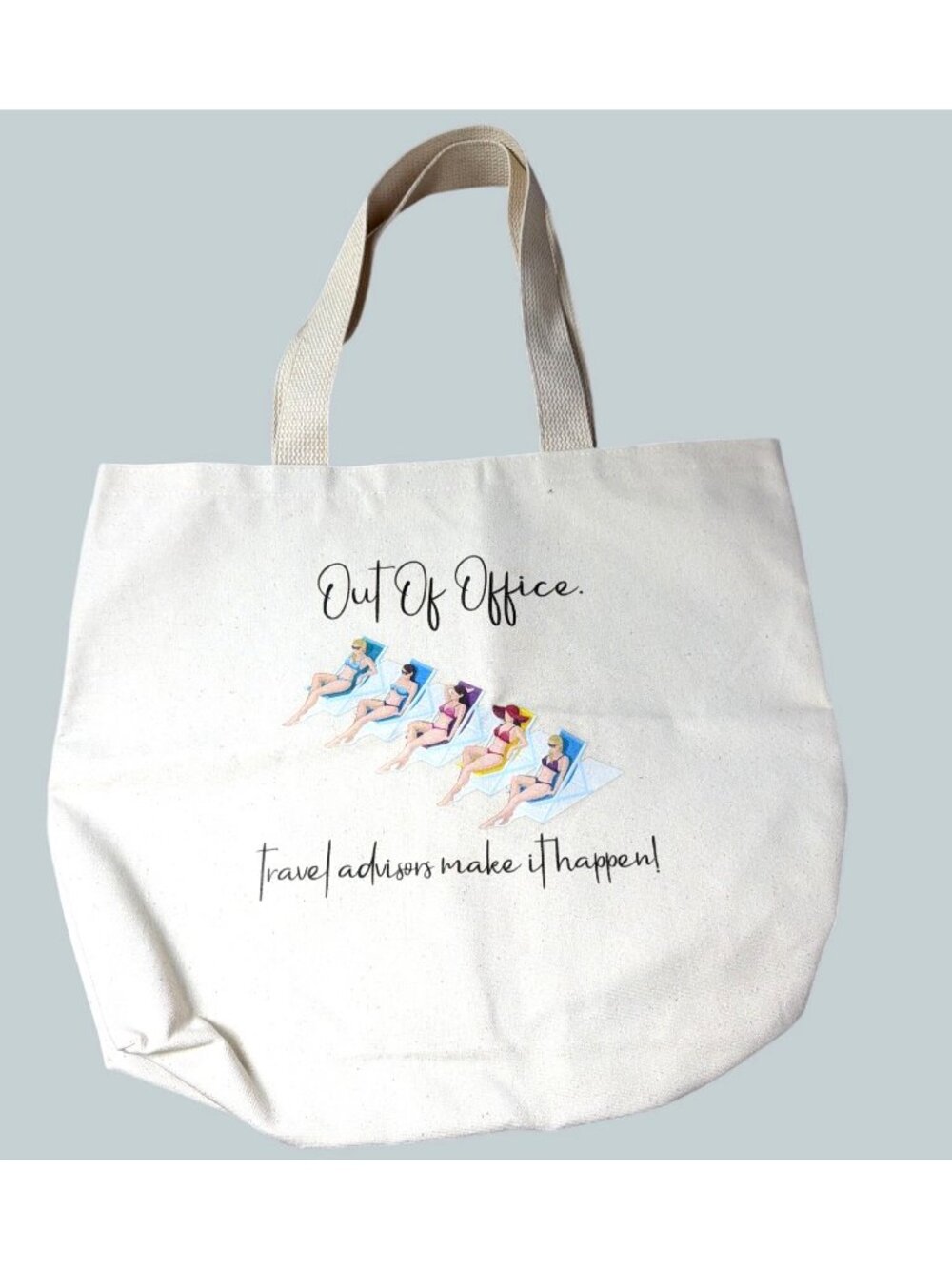 Large Heavy Duty Canvas Tote Bag Out Of Office Travel Advisors Agents Vacation - Picture 2 of 13